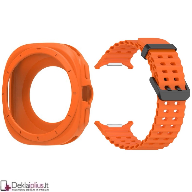 Guminis dėklas su apyranke - oranžinės spalvos (Samsung Galaxy Ultra/Ultra 2 (47 mm) Guminis dėklas su apyranke - oranžinės spalvos (Samsung Galaxy Ultra/Ultra 2 (47 mm)